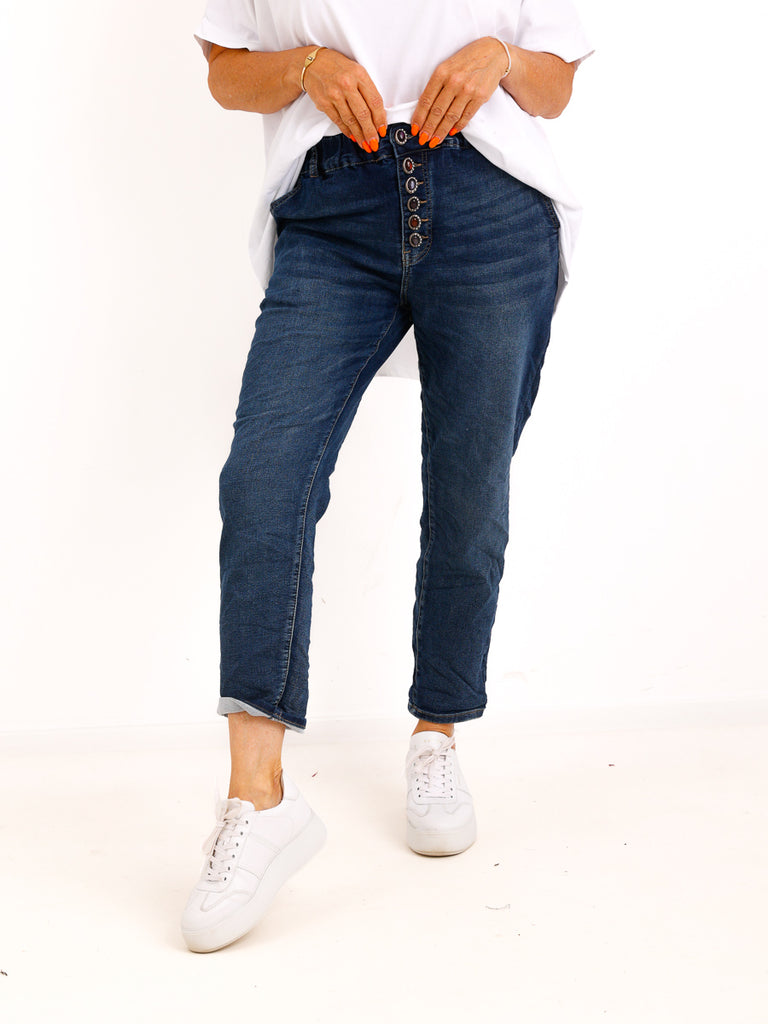 Jeans DARIEL – Leichte Jeans mit edlen Schmuckknöpfen – Größen 40–46