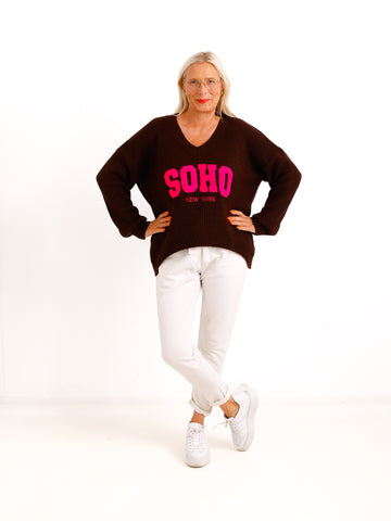 Oversize Strickpullover AURETT – V-Ausschnitt & SOHO-Design – Gr. 38–44