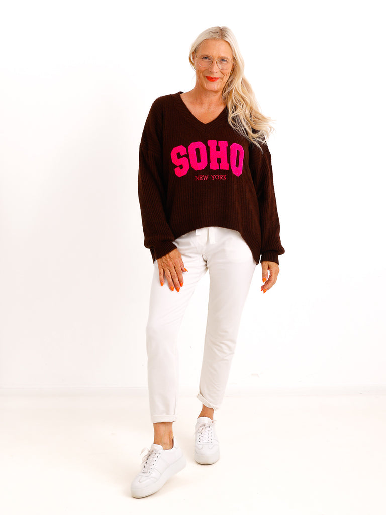 Oversize Strickpullover AURETT – V-Ausschnitt & SOHO-Design – Gr. 38–44