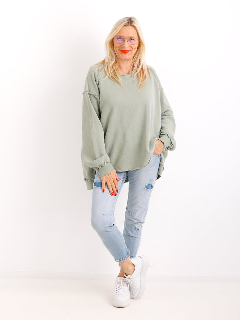 Oversize-Sweater FENJA mit Inside-Out-Nähten & Herz-Patch – Gr. 38-46