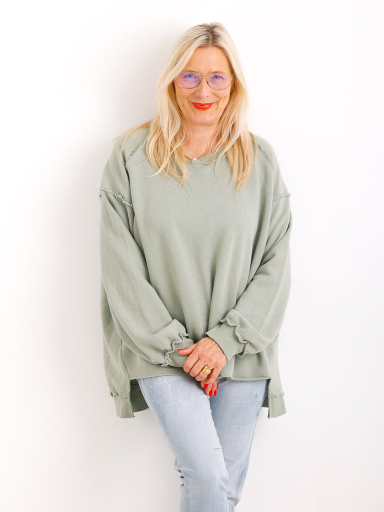 Oversize-Sweater FENJA mit Inside-Out-Nähten & Herz-Patch – Gr. 38-46