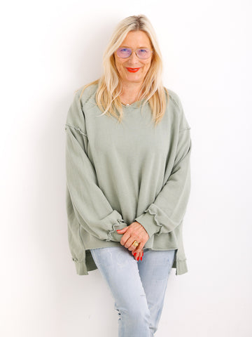 Oversize-Sweater FENJA mit Inside-Out-Nähten & Herz-Patch – Gr. 38-46