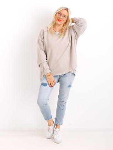 Oversize-Sweater FENJA mit Inside-Out-Nähten & Herz-Patch – Gr. 38-46