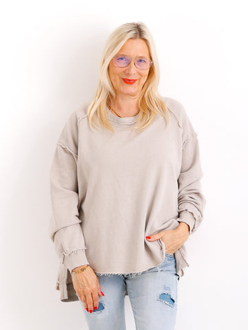Oversize-Sweater FENJA mit Inside-Out-Nähten & Herz-Patch – Gr. 38-46