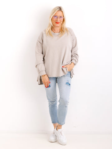Oversize-Sweater FENJA mit Inside-Out-Nähten & Herz-Patch – Gr. 38-46
