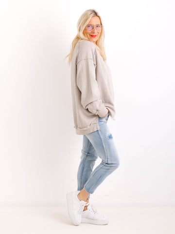 Oversize-Sweater FENJA mit Inside-Out-Nähten & Herz-Patch – Gr. 38-46