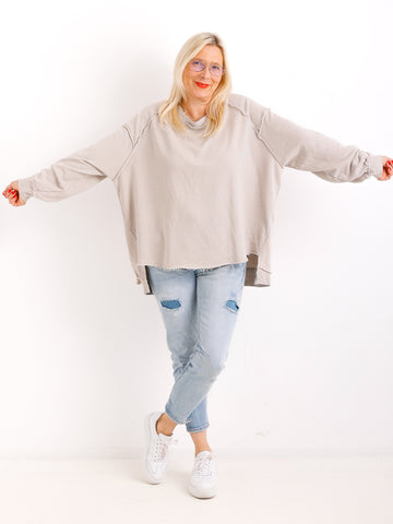Oversize-Sweater FENJA mit Inside-Out-Nähten & Herz-Patch – Gr. 38-46